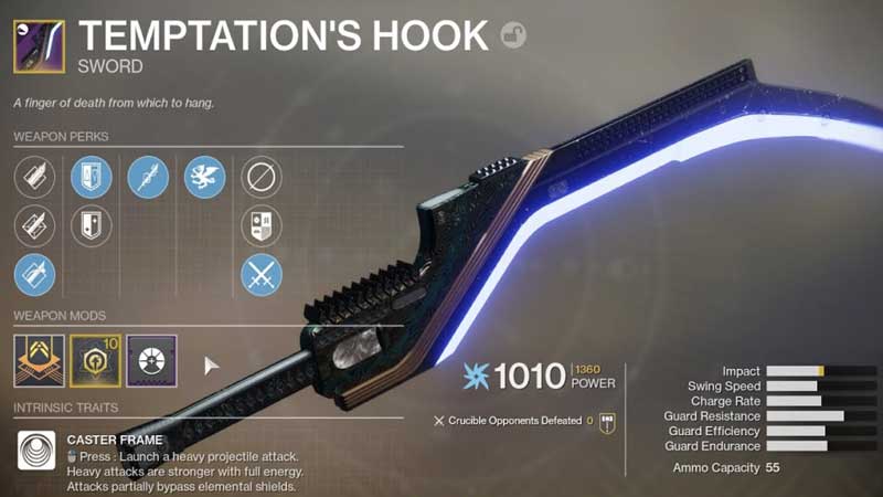 Destiny 2 Temptations Hook Sword