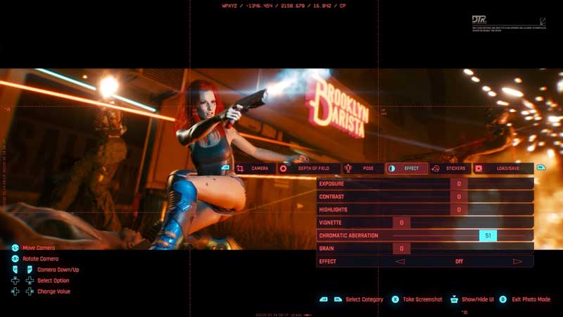 cyberpunk 2077 photo mode effect tab