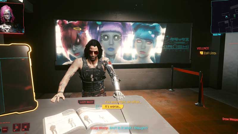 lie or tell the turth to lizzy wizzy in cyberpunk 2077
