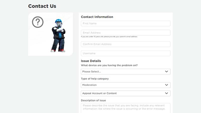 how to appeal account roblox