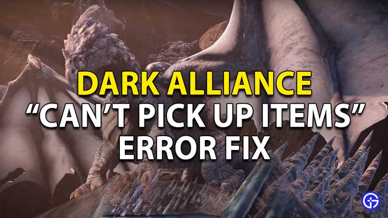 how to fix cant pick up items in dark alliance