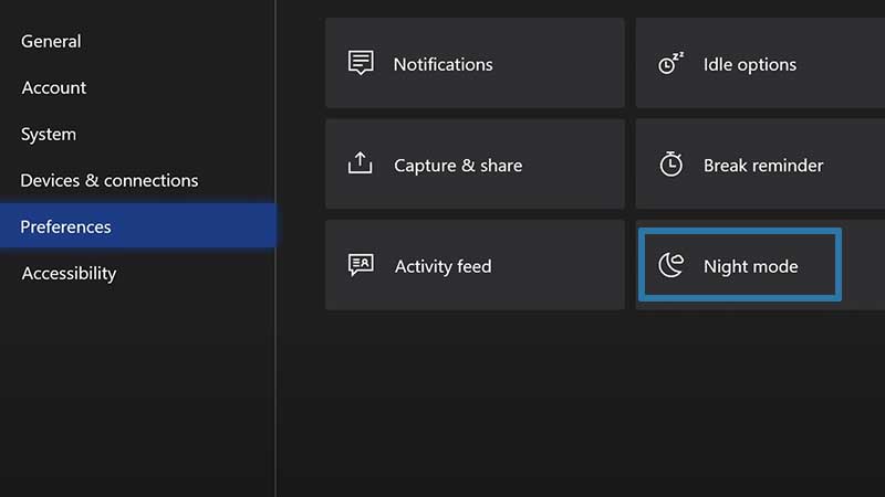 how to enable night mode on xbox consoles