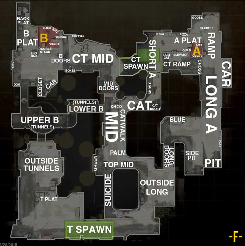 CSGO Dust 2 Full Map with Callouts