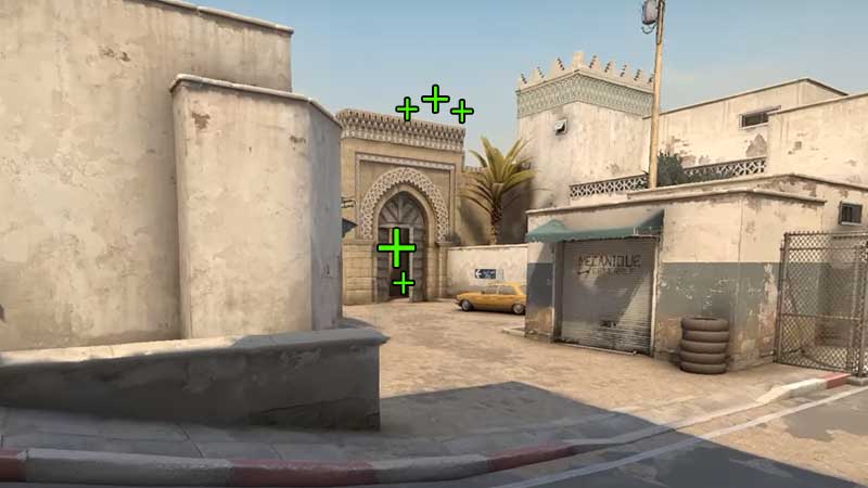 CSGO Dust 2 T-Spawn Mid Doors Grenade Spot