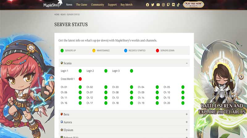 check server status maplestory m
