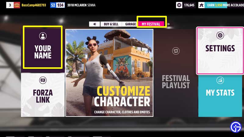 forza 5 change character name
