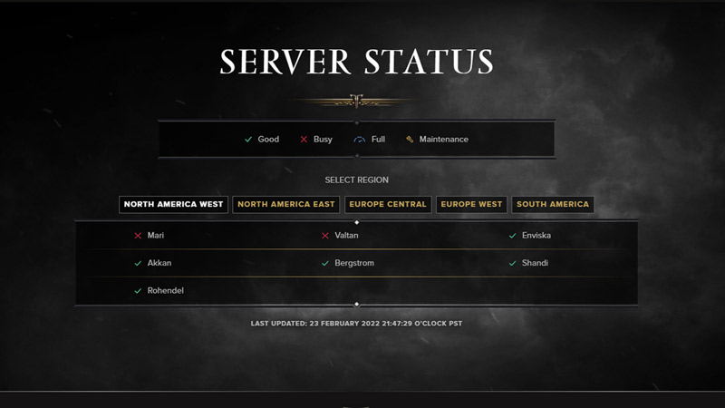 high ping server status loast ark