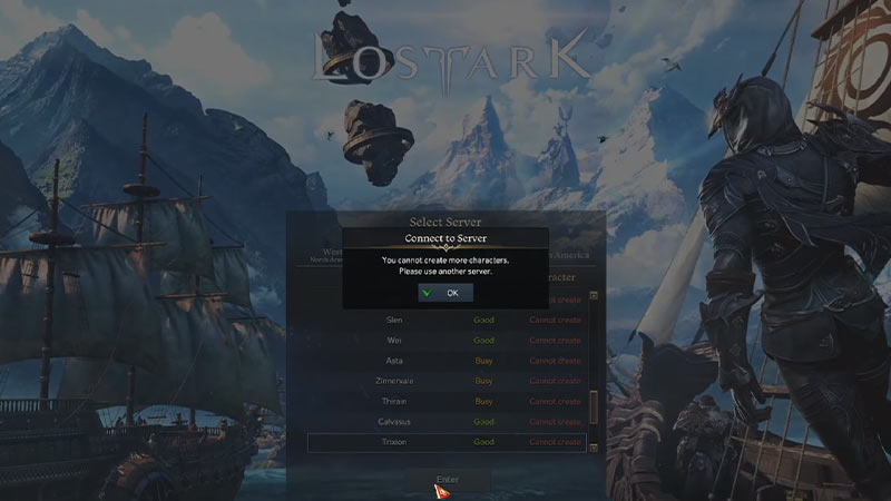 lost ark cannot create character error fix
