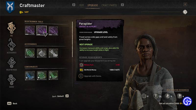 upgrade paraglider dying light 2