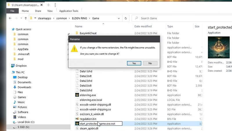 elden ring disable easy anti cheat mode play offline