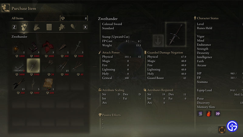elden ring get zweihander and learn its location