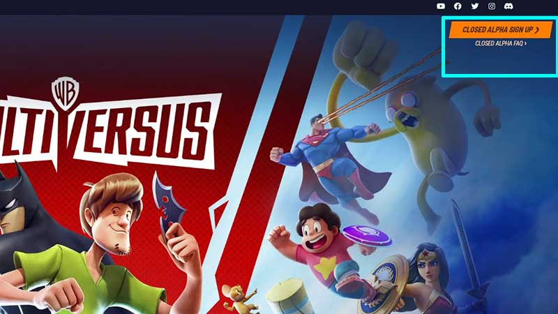 multiversus sign up page