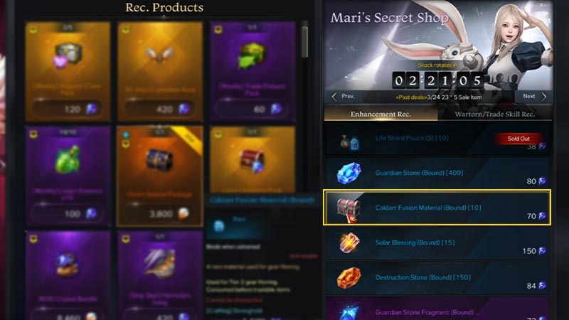 caldarr fusion materials lost ark