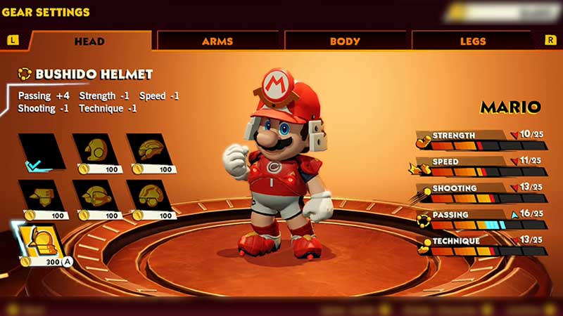 best gear all character mario strikers battle league