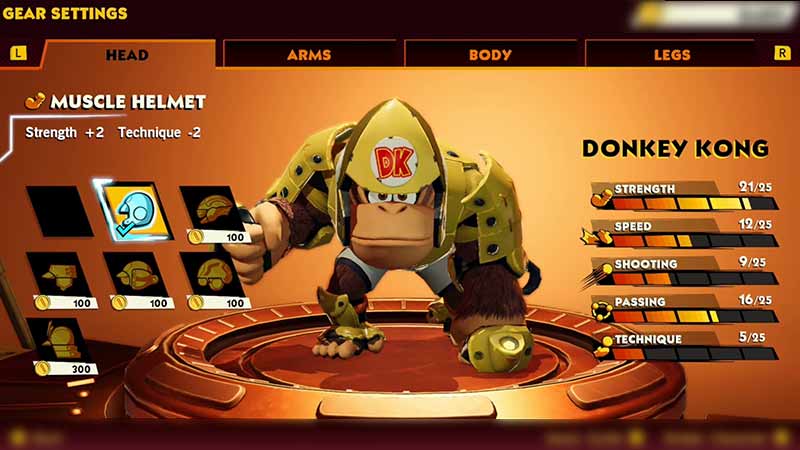 mario strikers battle league best gear character