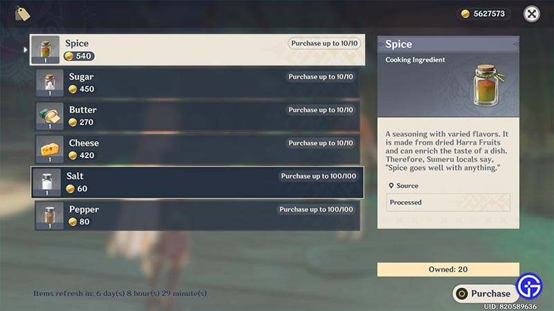 How to get Spice ingredient in Genshin Impact