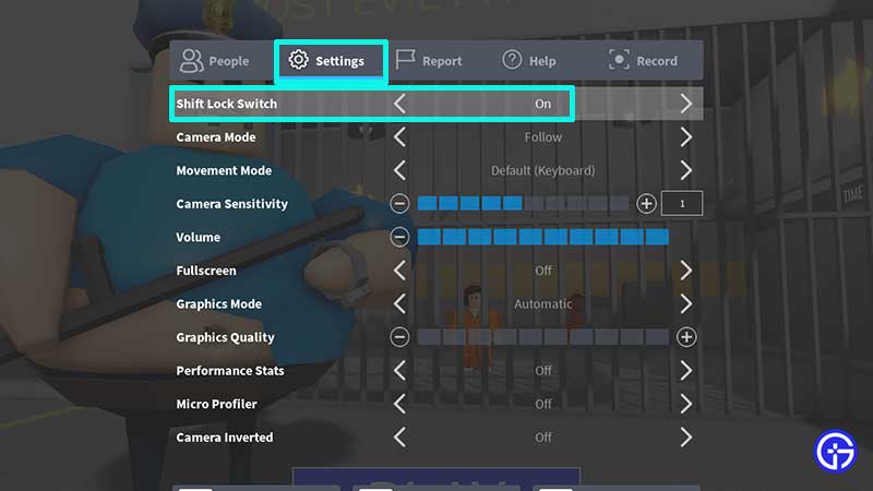 how to enable shift lock switch button