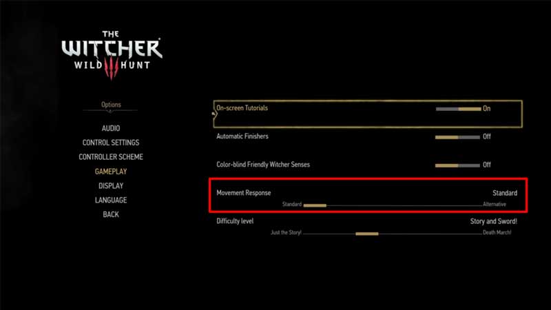 Witcher 3 Movement Response Alternate Vs Standard Mode