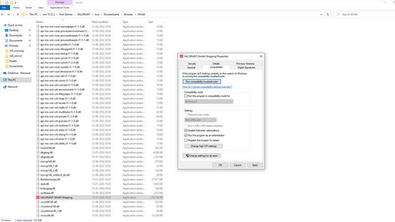 Changing Valorant Application Properties 