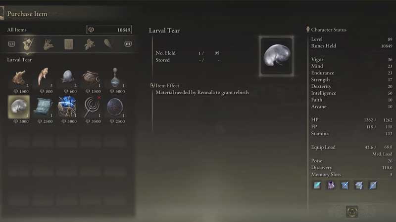 Elden Ring Pidia Location and Shop Items