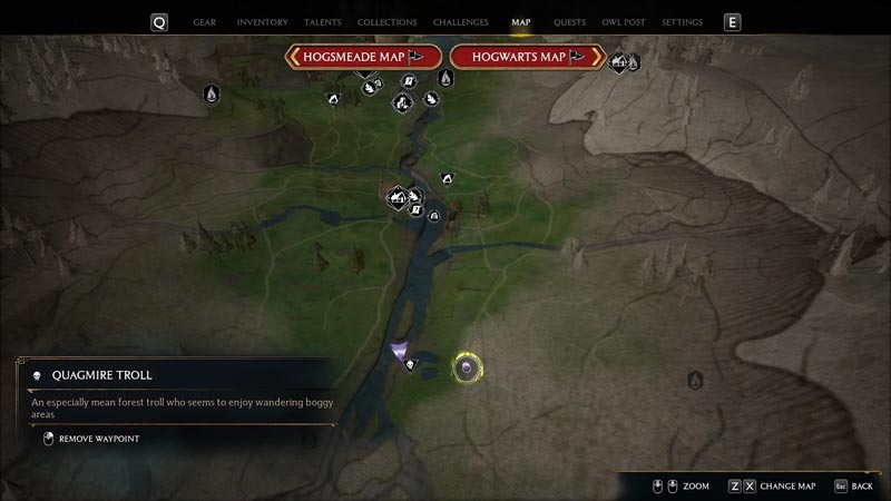 Quagmire Troll Boss location in Hogwarst Legacy