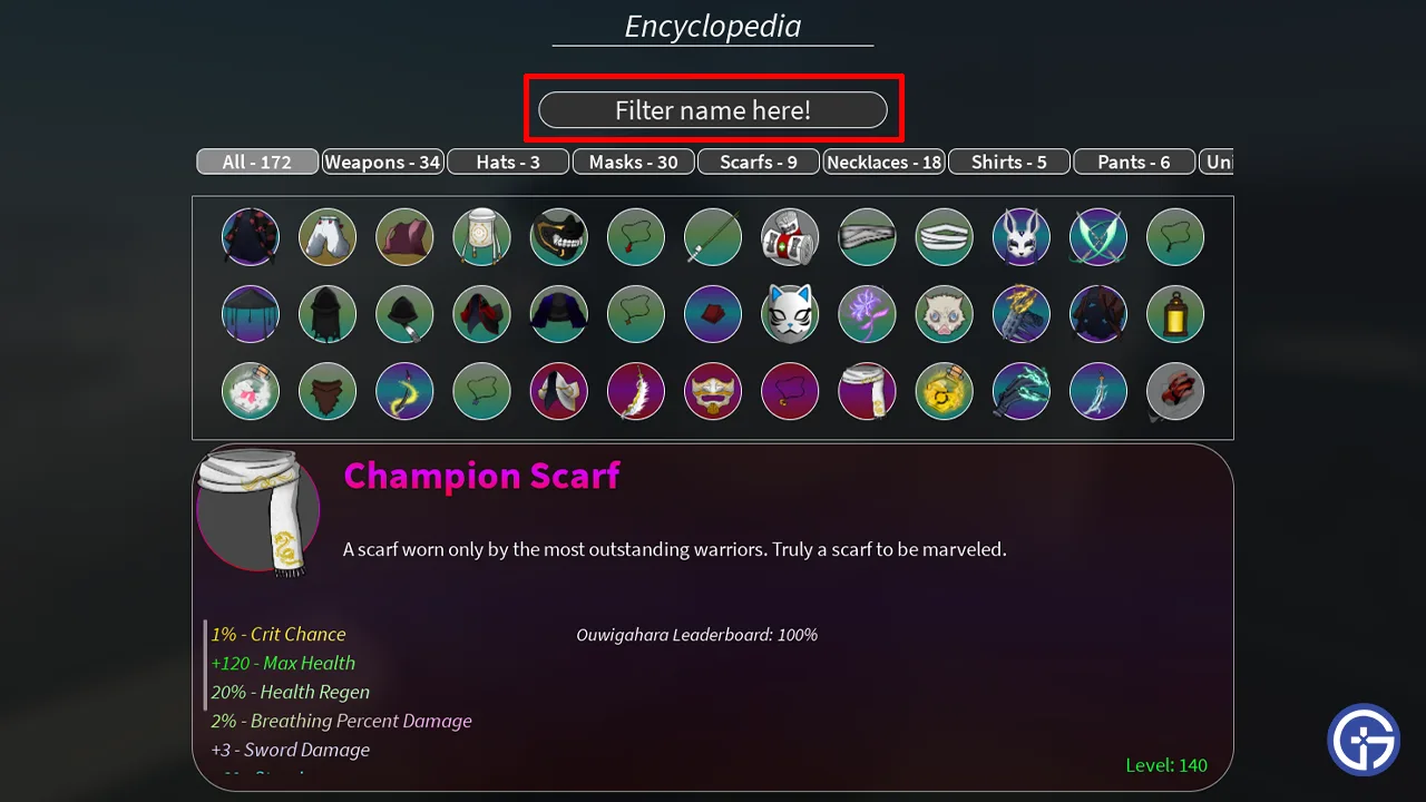 Encyclopedia Roblox Project slayers where is the option all categories 
