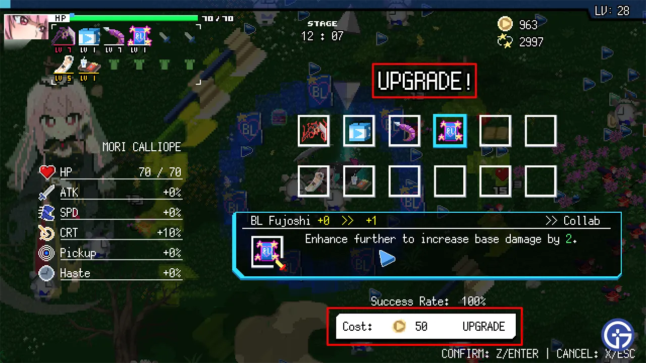 HoloCure how to upgrade weapons