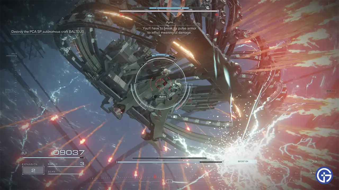 Use Assault Armor to Stagger Balteus and Beat it in Armored Core 6