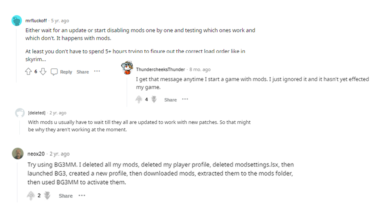bg3 mods not working reddit 