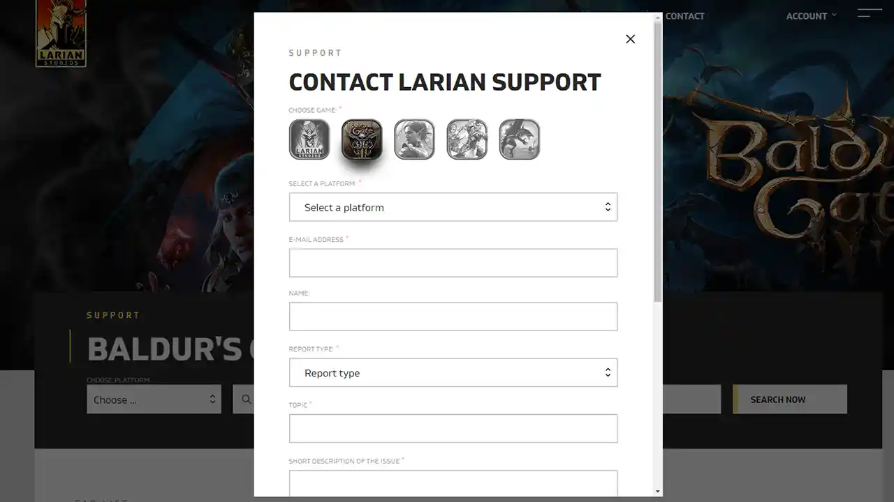 how to contact bg3 support 