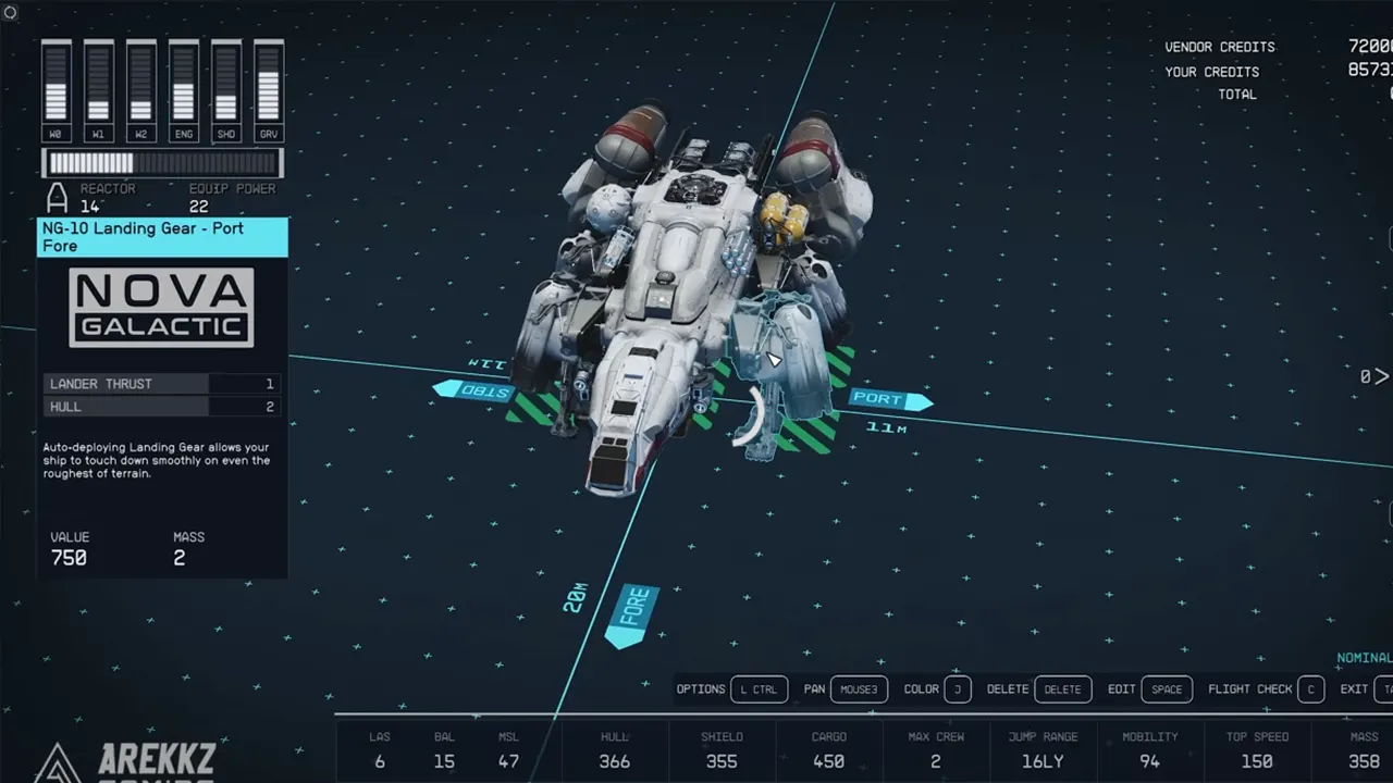 Ship Builder Menu in Starfield