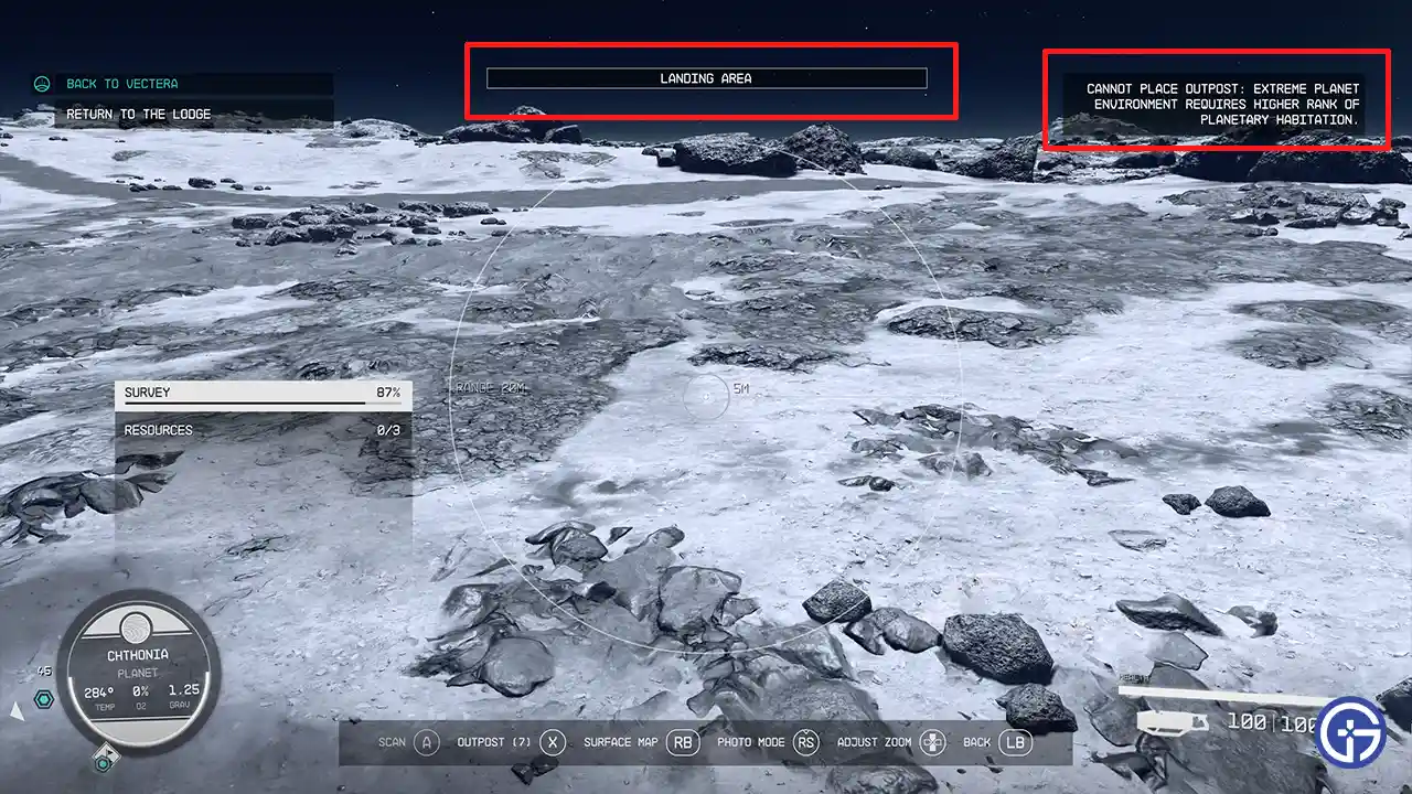 cannot place outpost starfield