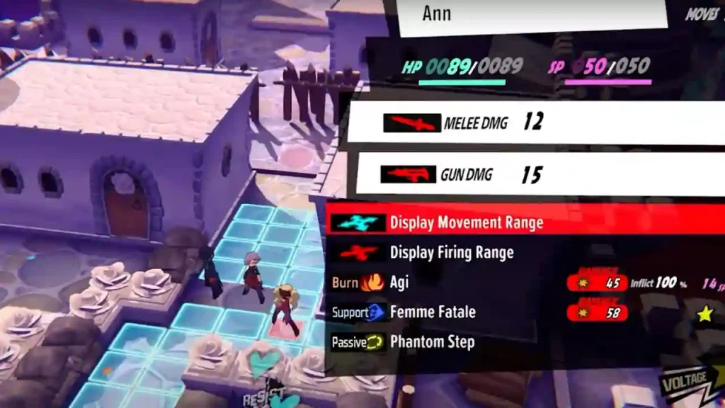check movement and firing range persona 5 tactica