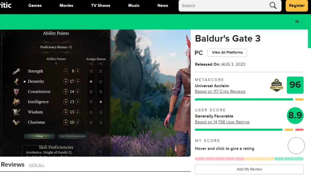 bg3 metacritic reviews