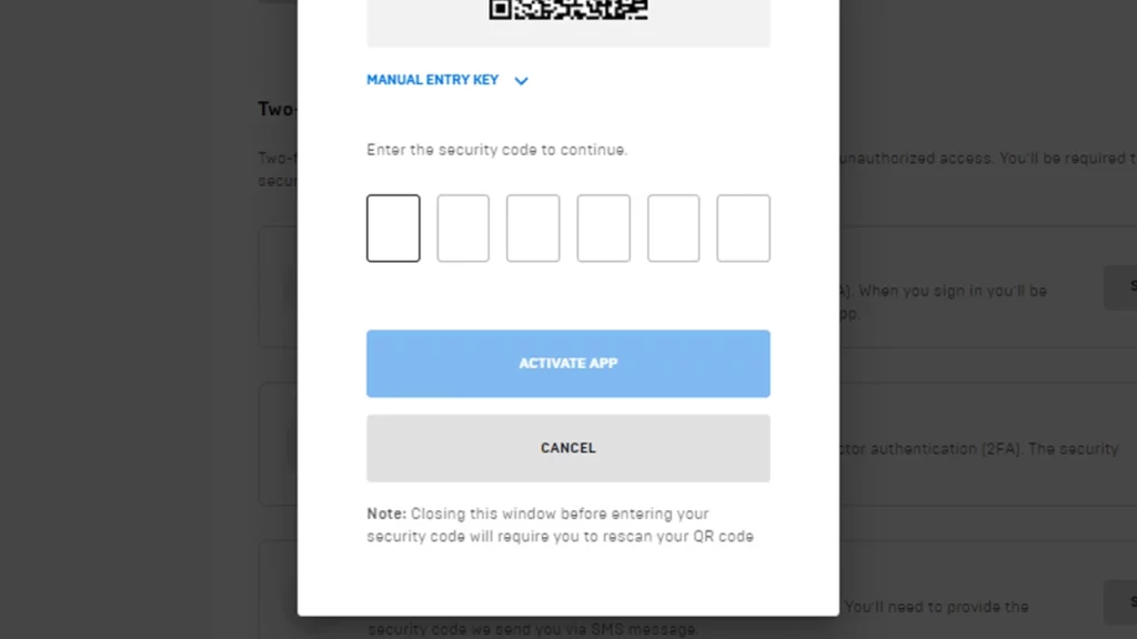 setting up 2 factor authentication via authenticator app