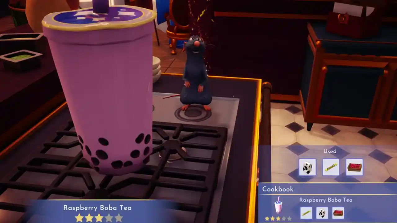 Disney Dreamlight Valley How To Make Raspberry Boba Tea