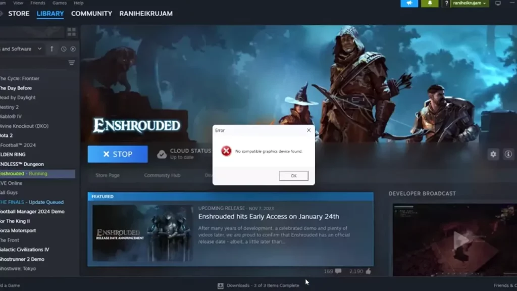 Enshrouded No Compatible Graphics Driver Found Error