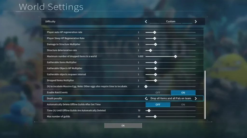 How to Change Death Penalty Settings in Palworld