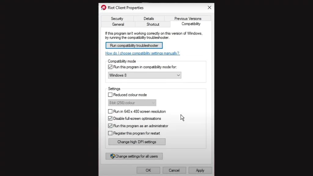 riot client compatibility settings
