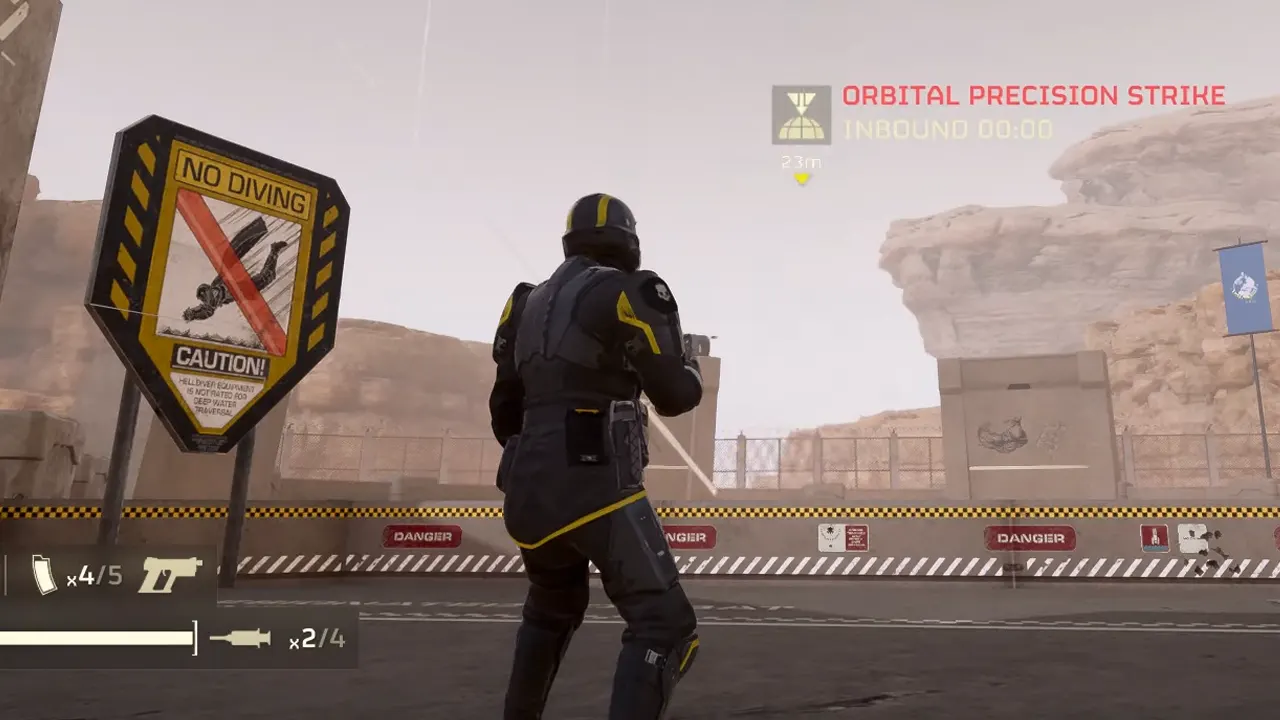 Use the Orbital Precision Strike to defeat large number of enemies with one hit in Helldivers 2