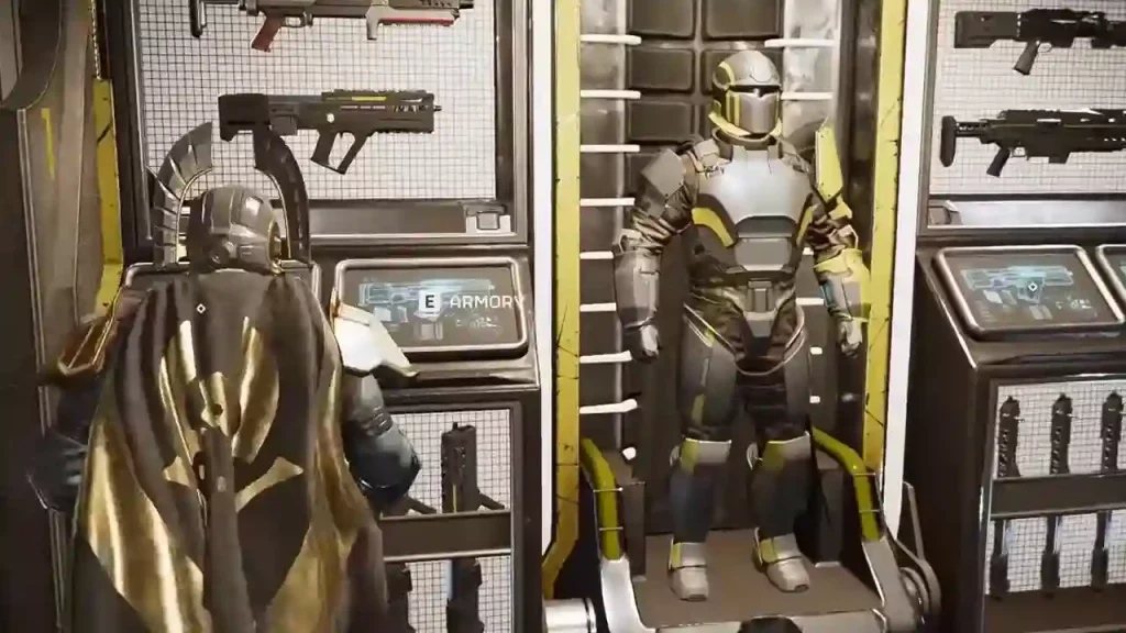 Interact with the Armory section on your ship to change your Primary and Secondary weapons in Helldivers 2