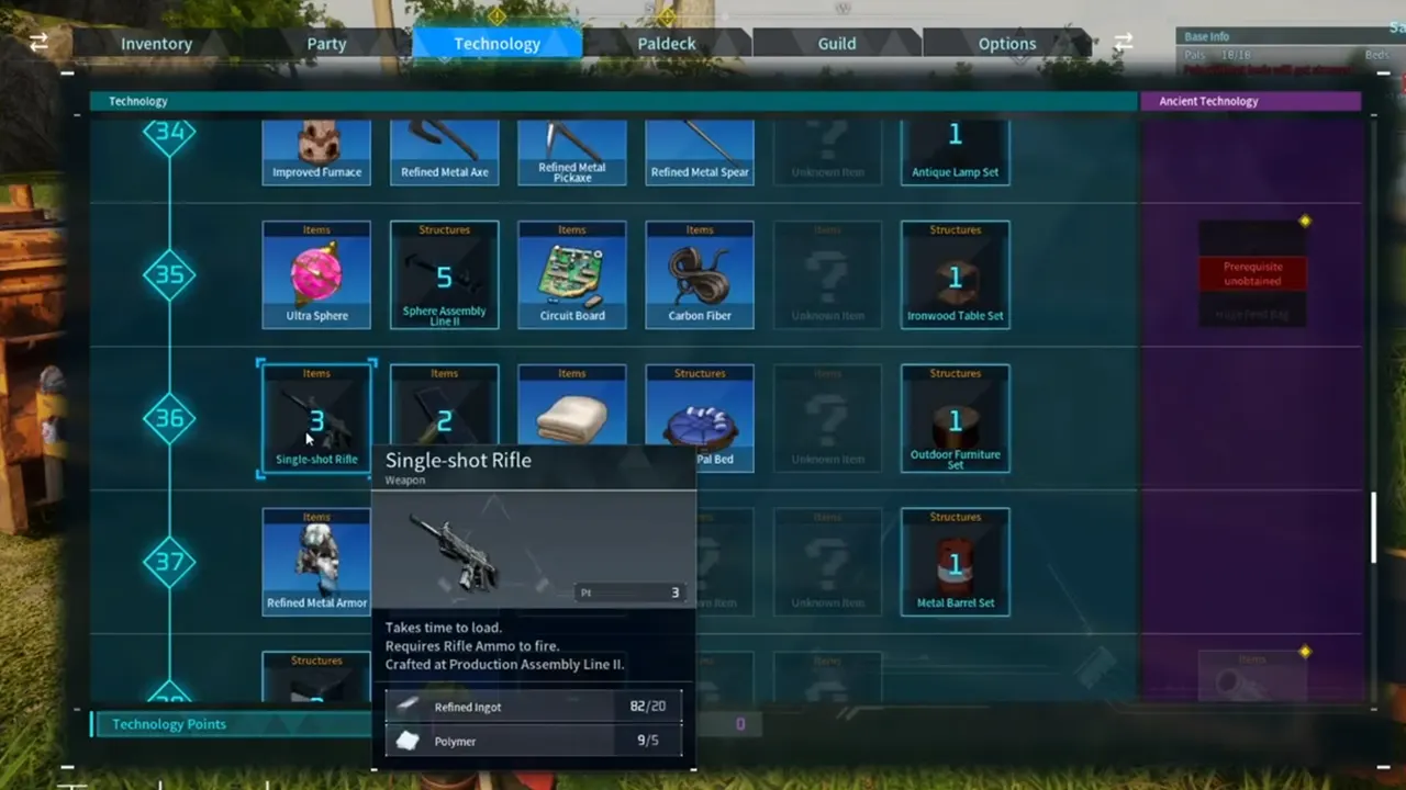 How To Fix Palworld Single Shot Rifle Not Showing Up