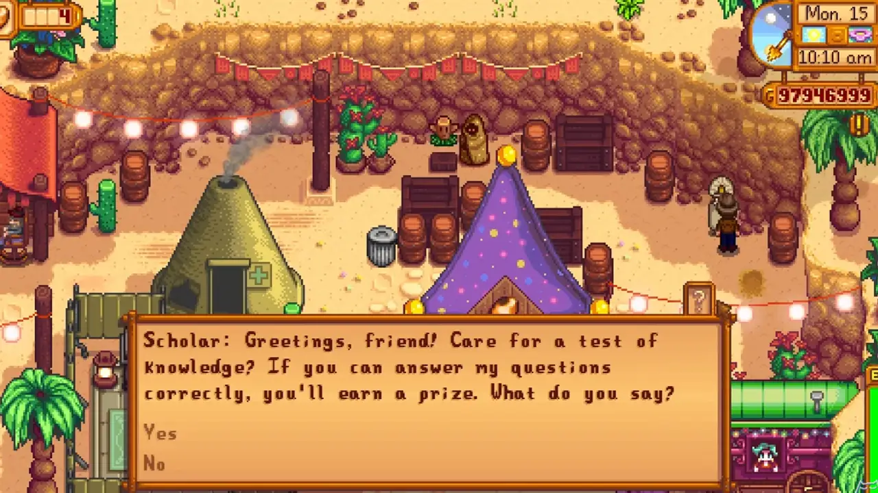 Stardew Valley Scholar NPC in Desert Festival
