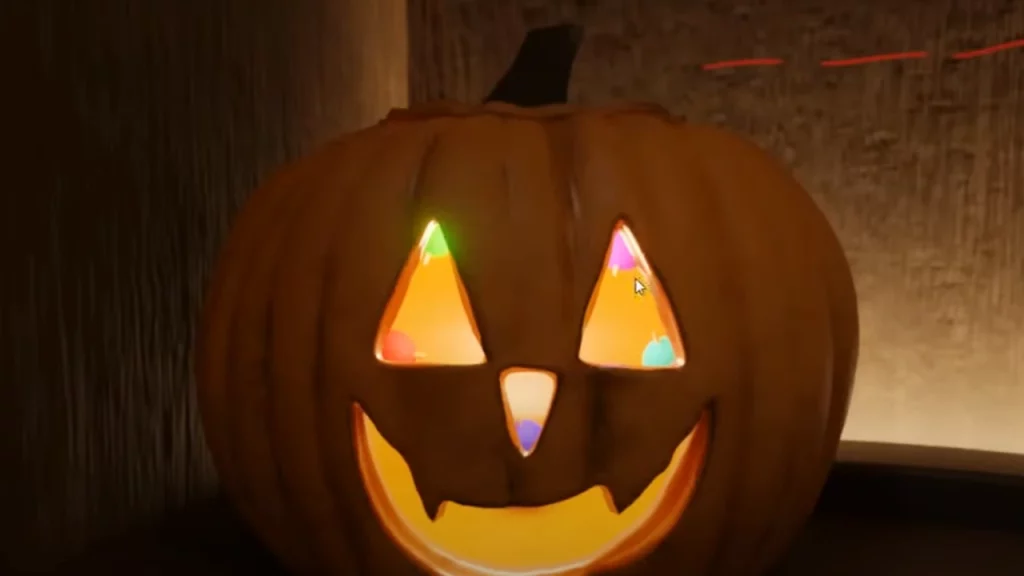 jack o lantern in bathroom