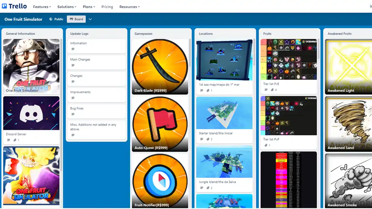 One Fruit Simulator Trello Link
