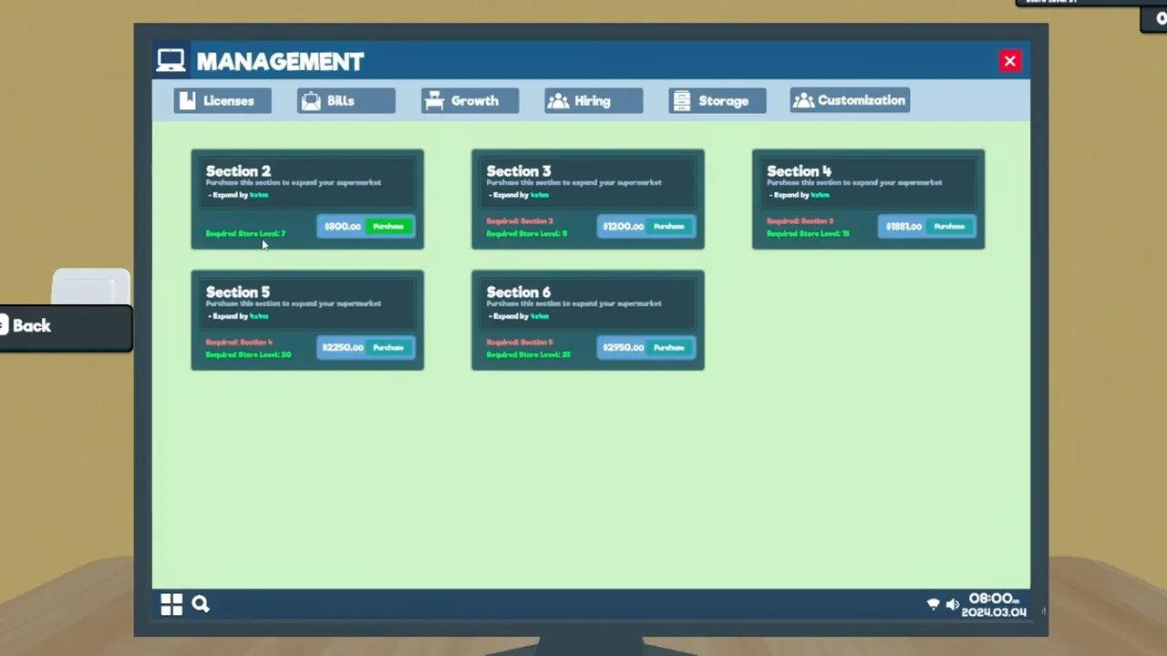 upgrade your store to get more customers in Supermarket Simulator