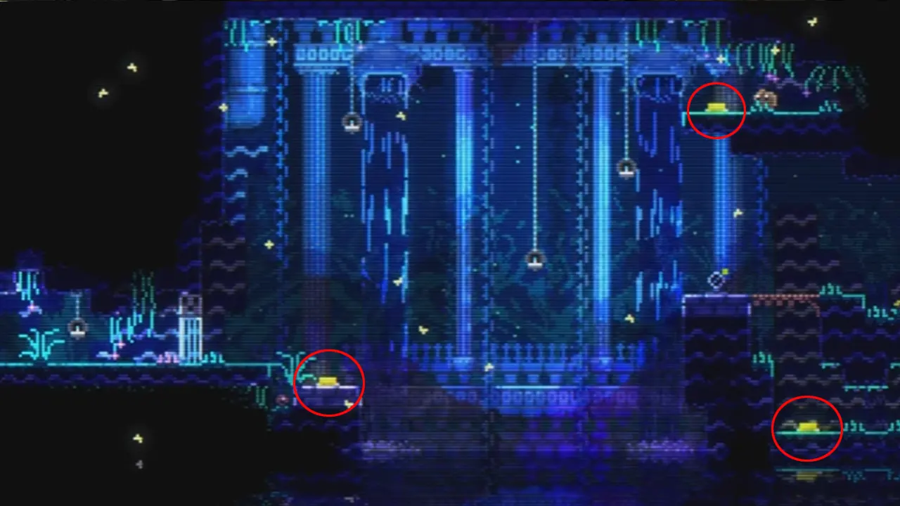 pressing yellow buttons to find firecracker in Animal Well