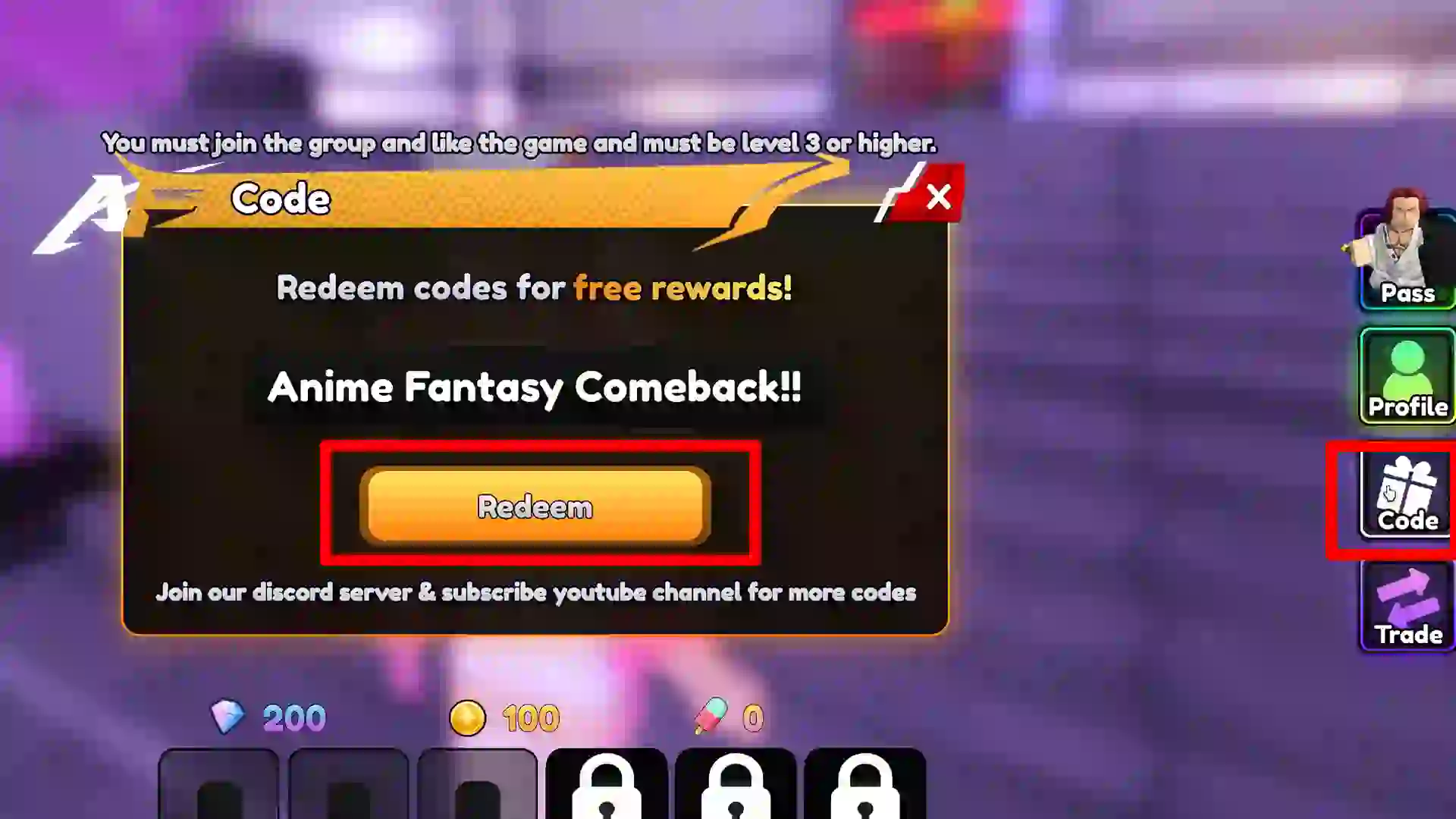 redeeming anime fantasy re codes