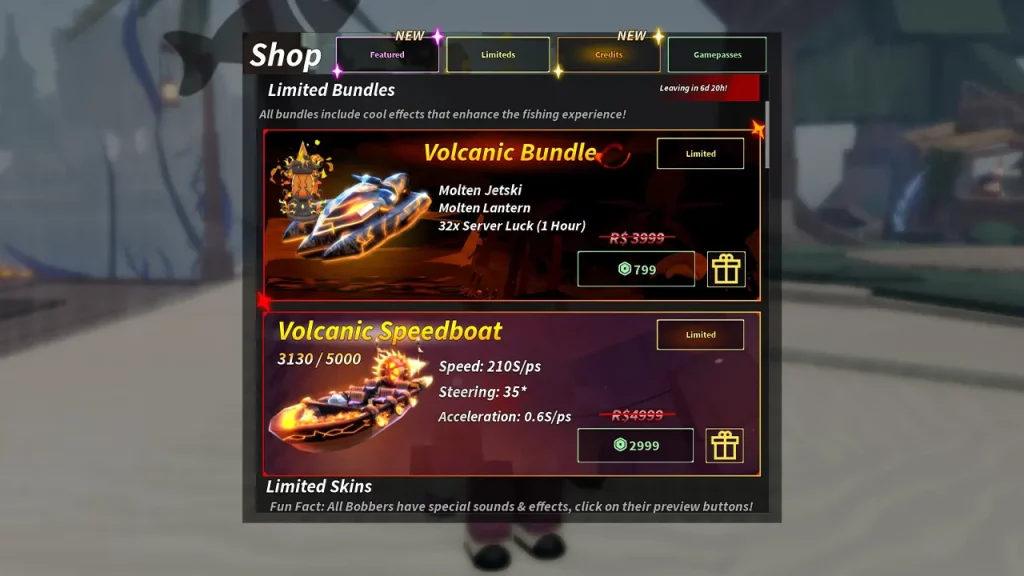 volcanic speedboat and jetski robux price fisch