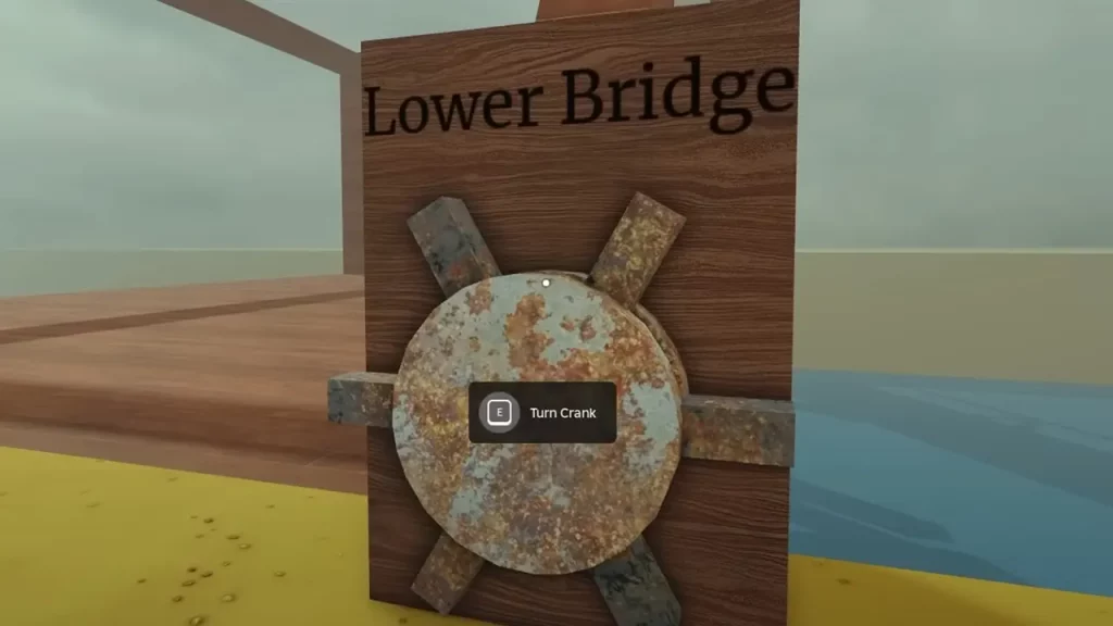 turn crank to lower the bridge